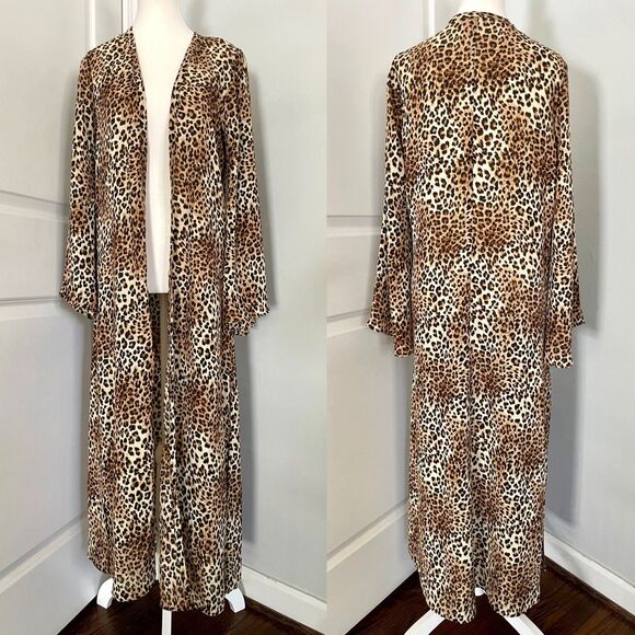 Show Me Your MuMu Jordana Cape Leopard Long Duster Cardigan Coverup Kimono - XS - Picture 1 of 8